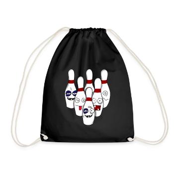 Zerstörte Bowling Bowlingkugel Kegel Kegeln - Turnbeutel - Schwarz - Vorne