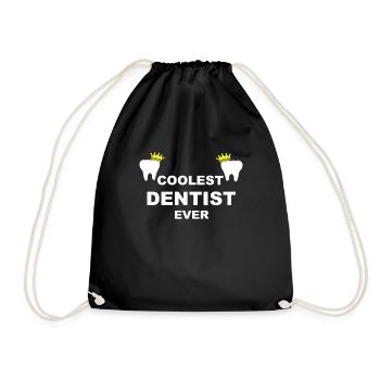 Coolest Dentist Ever Zahnarzt Zahnärzte Geschenk - Turnbeutel - Schwarz - Vorne