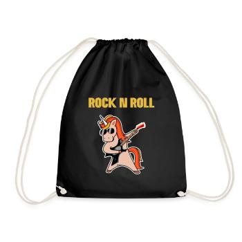 Rock n roll unicorn gift idea - Drawstring Bag - black - Front