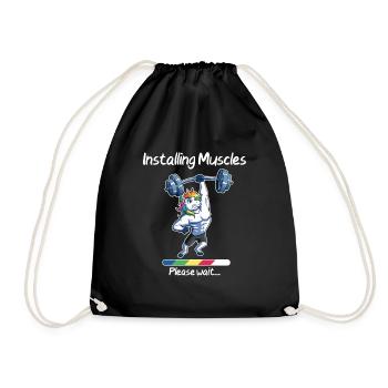 Installing Muscles Please Wait Unicorn Fitness - Drawstring Bag - black - Front