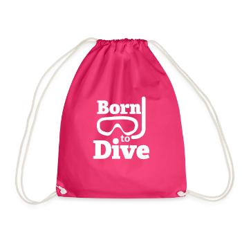 Born to dive - Tauchen, Taucher, Fisch - Turnbeutel - Fuchsia - Vorne