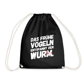 Lustige Witzige Sex Sprüche Wurm - Turnbeutel - Schwarz - Vorne