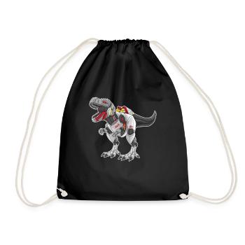 Robot T-Rex dinosaur Tyrannosaurus - Drawstring Bag - black - Front