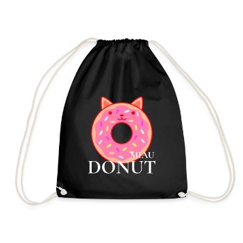 Donut Miau T Shirt Geschenkidee - Turnbeutel - Schwarz - Vorne