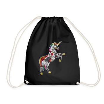 Robot Unicorn Robot Unicorn Gift Birthday - Drawstring Bag - black - Front