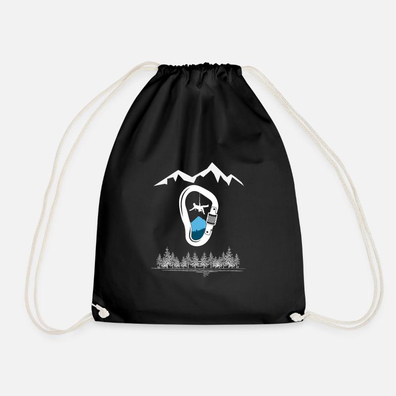 Karabiner - Klettern, Bouldern, Berge, Alpen - Turnbeutel - Schwarz