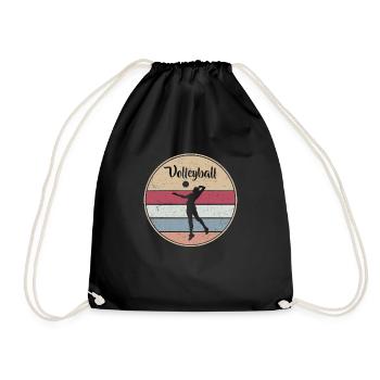 Vintage Volleyballer Volleyball - Turnbeutel - Schwarz - Vorne