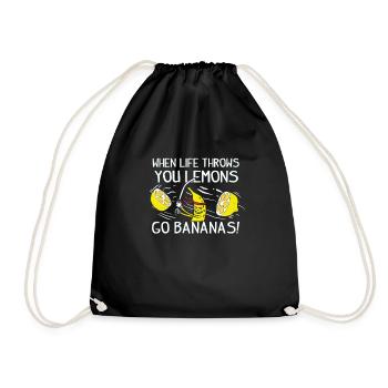 Banane Zitronen Leben Gelb Motivation Geschenk - Turnbeutel - Schwarz - Vorne