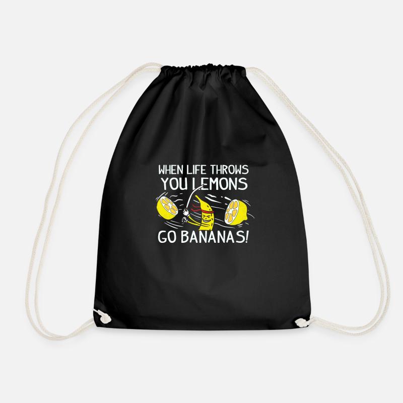 Banane Zitronen Leben Gelb Motivation Geschenk - Turnbeutel - Schwarz