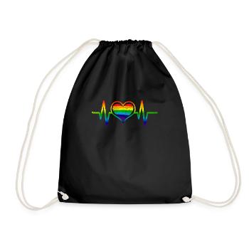 ECG Heartbeat LGBT Frequency - Drawstring Bag - black - Front