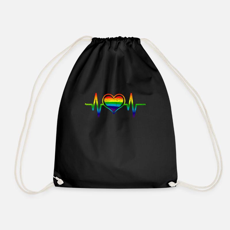EKG Herzschlag LGBT Frequenz - Turnbeutel - Schwarz