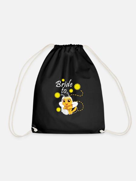 Bride to Bee beekeeper - Drawstring Bag - black