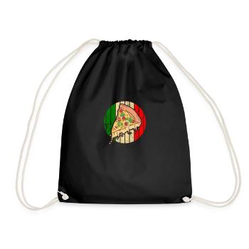Pizza retro - Italy, gift, Italian - Drawstring Bag - black - Front