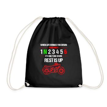 Only one down - Motocross, Enduro, Biker, Motorcycle - Drawstring Bag - black - Front