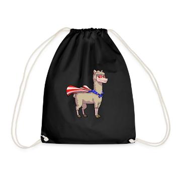 4. Juli Super Lama Alpaca Patriot Amerika USA - Turnbeutel - Schwarz - Vorne