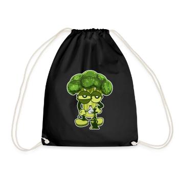 Broccoli smokes shisha hookah gift - Drawstring Bag - black - Front