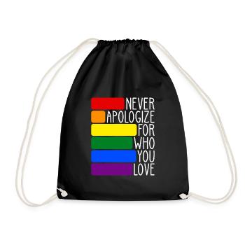 LGBT gay marriage love rainbow flag CSD gift - Drawstring Bag - black - Front