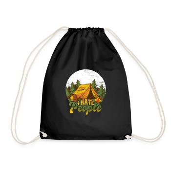 I hate people camping camper camping - Drawstring Bag - black - Front