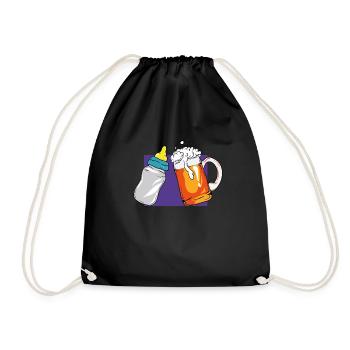 Werdender Vater Schwangerschaft Bier Babyflasche - Turnbeutel - Schwarz - Vorne