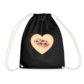 Mettbrötchen Heart Mett Hack Valentine's Day Gift - Drawstring Bag - black - Front