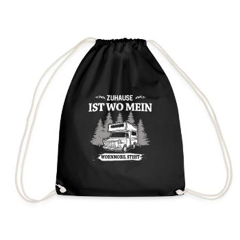 Zuhause ist mein Wohnwagen - Turnbeutel - Schwarz - Vorne