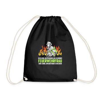 Feuerwehrfrau Feuerwehr - Turnbeutel - Schwarz - Vorne