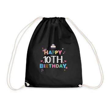 Happy Birthday 10th Birthday - Drawstring Bag - black - Front