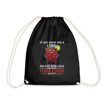 Cocktail Cuba Libre Spruch Leben Longdrink - Turnbeutel - Schwarz - Vorne