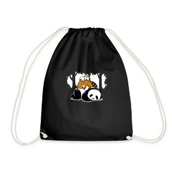 Panda Koala Bear Bunny Lazy Sleeping Couch Gift - Drawstring Bag - black - Front