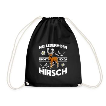 Mei Lederhosn Trogt No Da Hirsch Wiesn - Turnbeutel - Schwarz - Vorne
