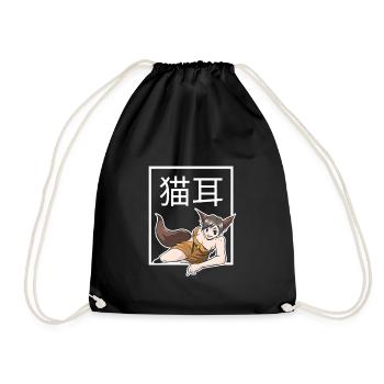 Neko Girl Kawaii - Drawstring Bag - black - Front