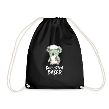 Koalafied Baker Food Cupcakes Bread Lover Cute - Drawstring Bag - black - Front
