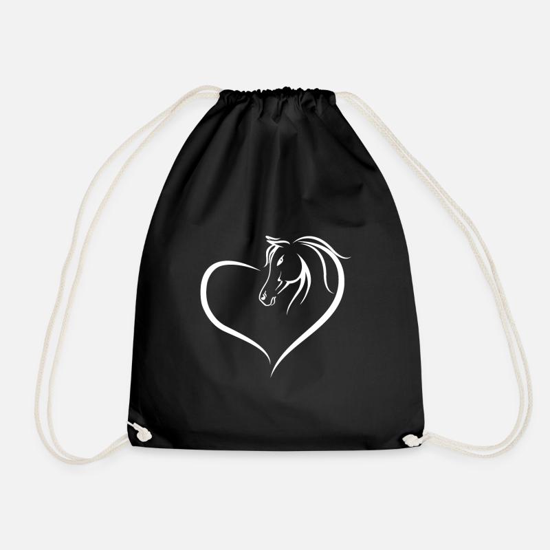 Pferde Herz Liebe Geschenk Geschenkidee - Turnbeutel - Schwarz