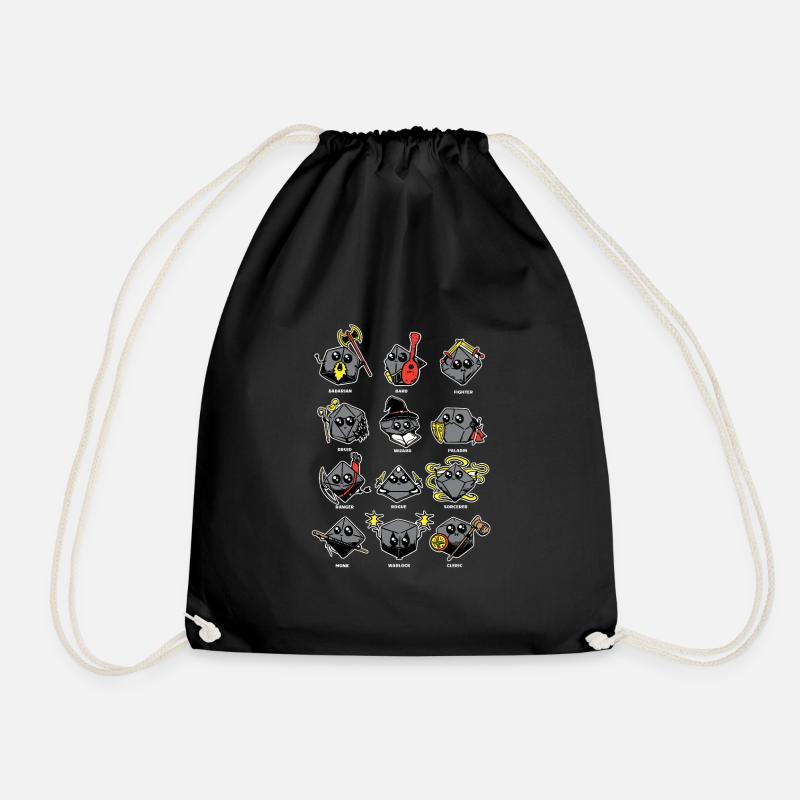 Gamer Dice Dungeon RPG Tabletop Funny Gift - Drawstring Bag - black