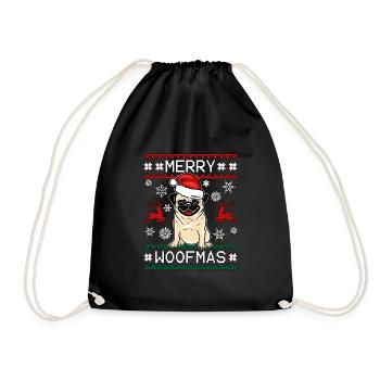 Joyeux Woofmas Christmas Dog Pug - Sac de sport léger - noir - Devant