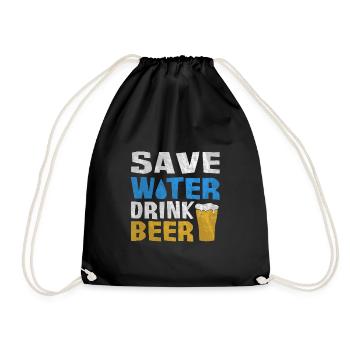 Save water. Drink beer - Drawstring Bag - black - Front