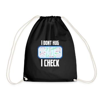 I dont hug I check - ice hockey, ice, racket puck - Drawstring Bag - black - Front