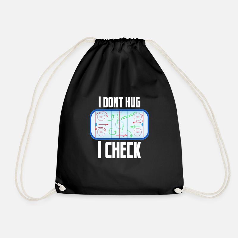 I dont hug I check - Eishockey, Ice, Schläger Puck - Turnbeutel - Schwarz