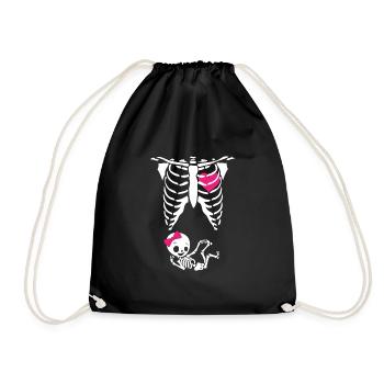 Halloween Mutter Skelett Schwanger Baby - Turnbeutel - Schwarz - Vorne