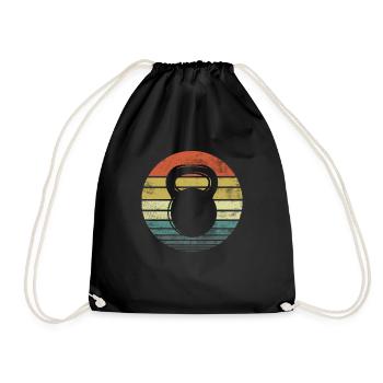 Kettlebell Retro Vintage Style - Turnbeutel - Schwarz - Vorne