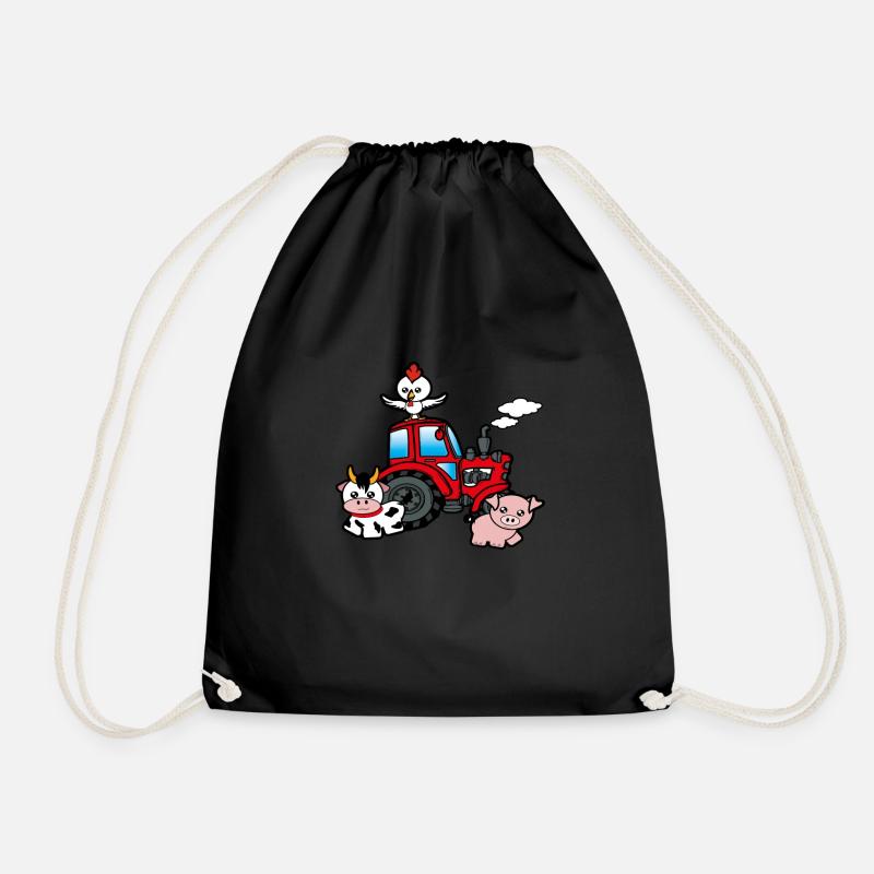Tractor Tractors Gift Farm - Drawstring Bag - black