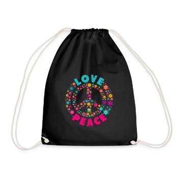 Chemise Hippi Love Peace Motif Hippie Flower Power - Sac de sport léger - noir - Devant