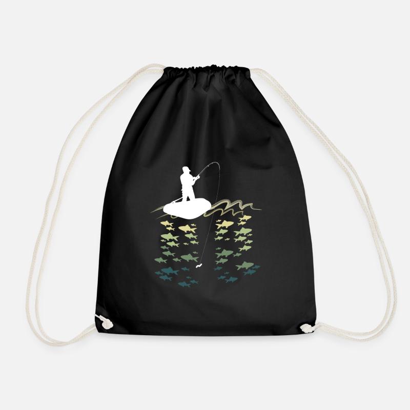 Fishing Anglers - Drawstring Bag - black