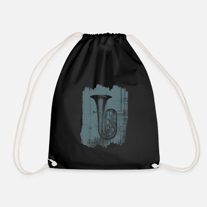 Tuba Instrument - Drawstring Bag - black