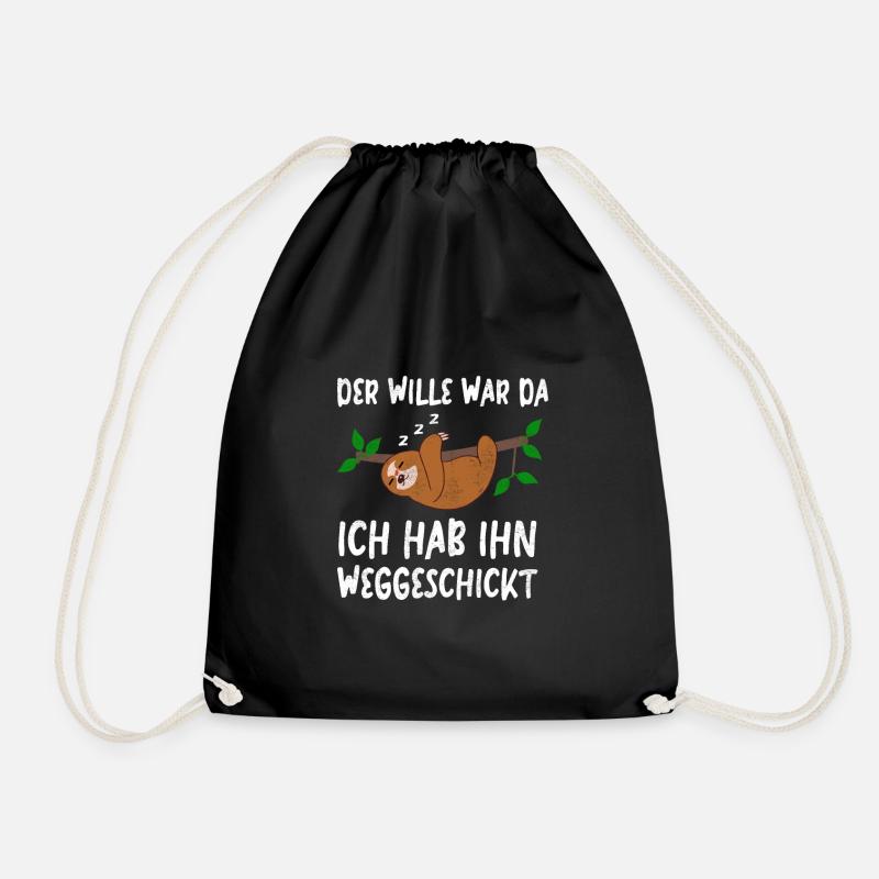 Der Wille war da Faultier - Turnbeutel - Schwarz