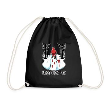 Bad Santa Claus blood Christmas forest - Drawstring Bag - black - Front