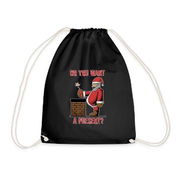 Wicked Santa Claus gift dynamite chimney - Drawstring Bag - black - Front