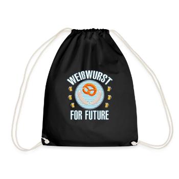 Weisswurst For Future Bayern lustig Geschenk - Turnbeutel - Schwarz - Vorne