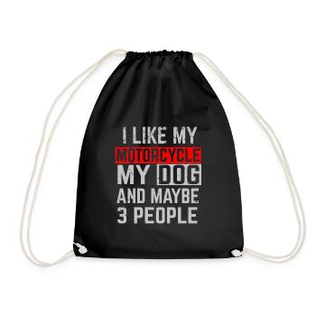 Motorcyclist Dogs Dog Saying - Drawstring Bag - black - Front