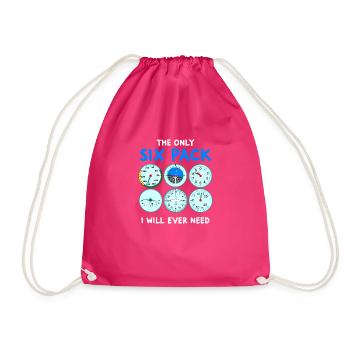 Pilot six pack - Fliegen, Flugzeug, Flugstunde - Turnbeutel - Fuchsia - Vorne